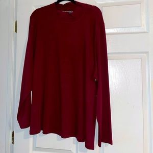 red long sleeve high neck shirt